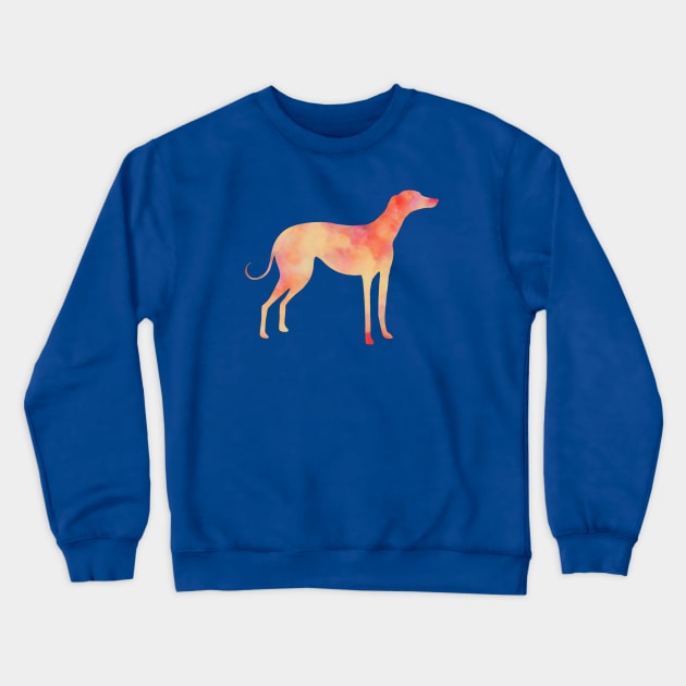 Yellow and orange Greyhound dog with blue background Crewneck Sweatshirt by iulistration